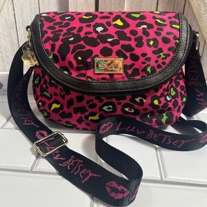 Betsey Johnson Pink Leopard Crossbody Bag